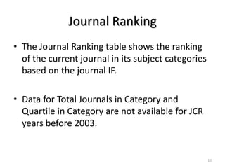 Journal Citation ReportKey metric: Journal Impact Factor (IF)