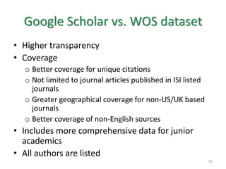i.e. If a researcher has an h-index of 25 if 25 of their papers have been cited at least 25 times (See the graph in the handout).29