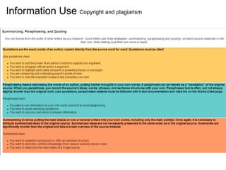 Information Use Copyright and plagiarism
 