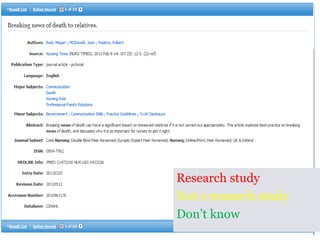 Research study
Not a research study
Don’t know
 