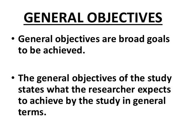 general and specific objectives in research examples