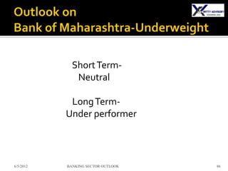 Short Term-
              Neutral

            Long Term-
           Under performer



6/5/2012   BANKING SECTOR OUTLOOK   86
 