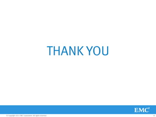 THANK YOU



© Copyright 2011 EMC Corporation. All rights reserved.           33
 