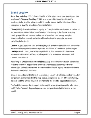 Research on brand loyalty and consumer of tea in pakistan | PDF