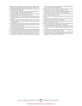 Efficacy of Interpersonal Psychotherapy for Postpartum Depression. (O ...
