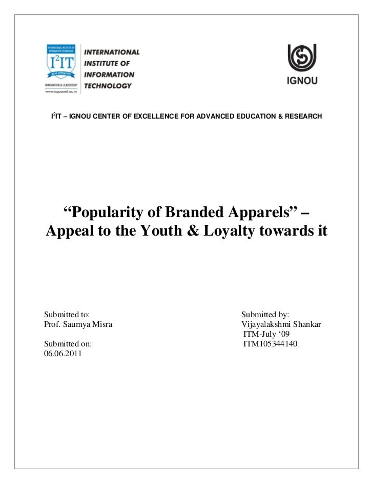 Research On Popularity Of Branded Apparels Research On Popularity Of Branded Apparels