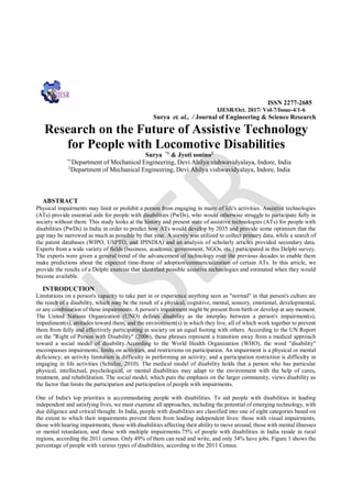 Research on the Future of Assistive Technology for People with ...