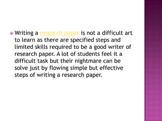 Research paper writing | PPTX | Education