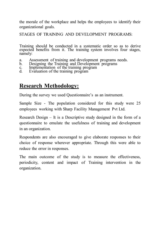 Research paper Training and Development
