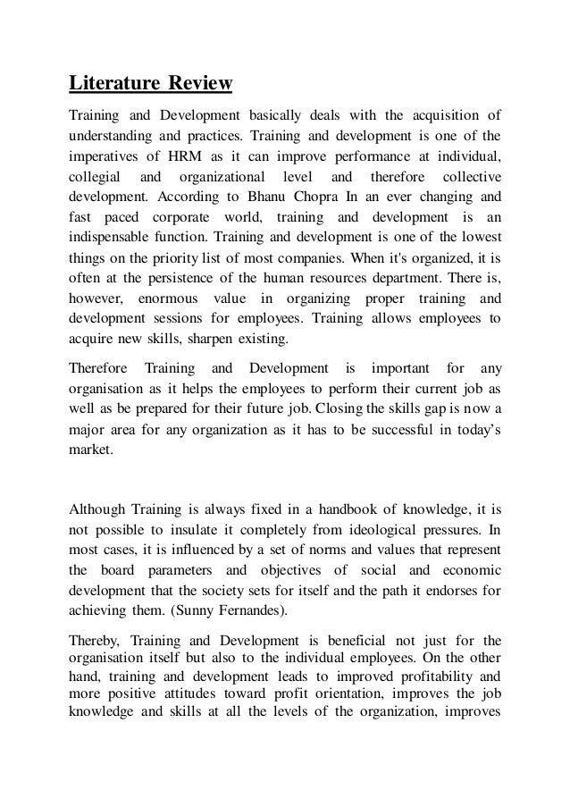 latest literature review on training and development