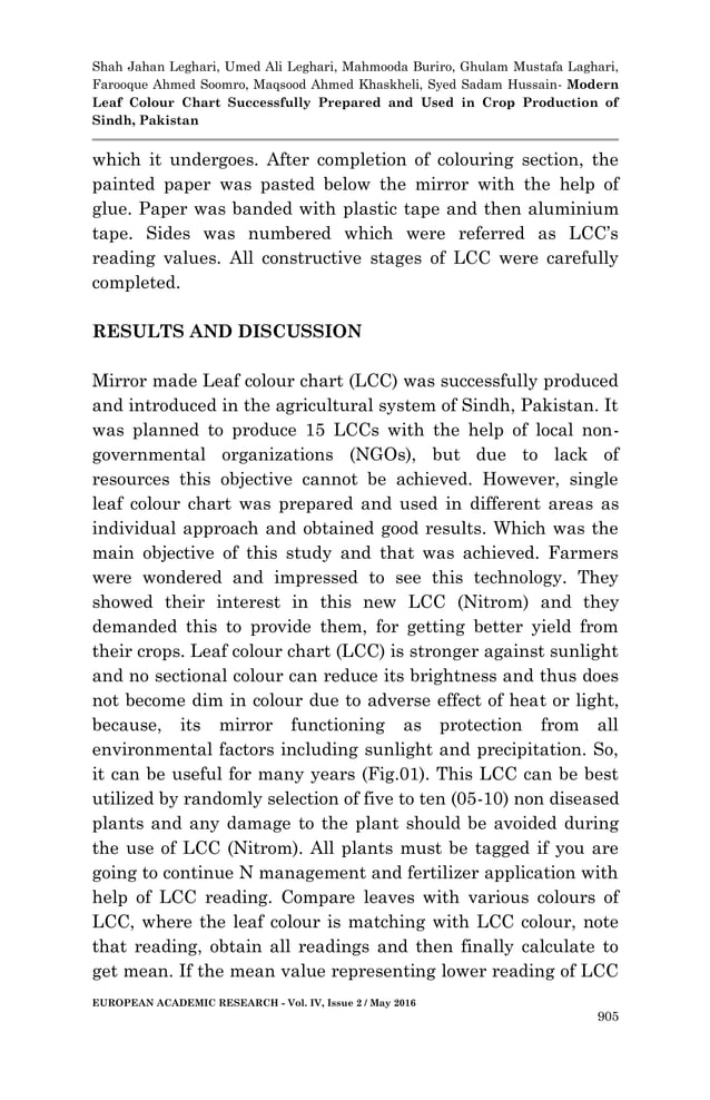 Modern Leaf Colour Chart Successfully Prepared and Used in Crop