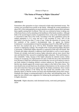 Status of Women in Higher education | PDF