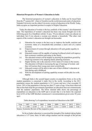 Status of Women in Higher education | PDF