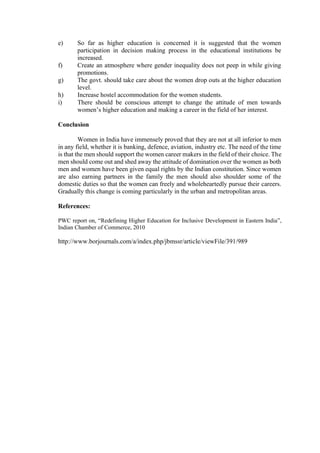 Status of Women in Higher education | PDF