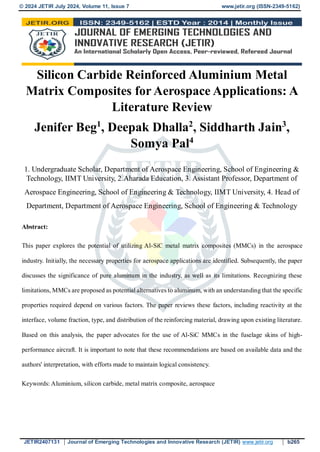 Silicon Carbide Reinforced Aluminium Metal Matrix Composites for ...