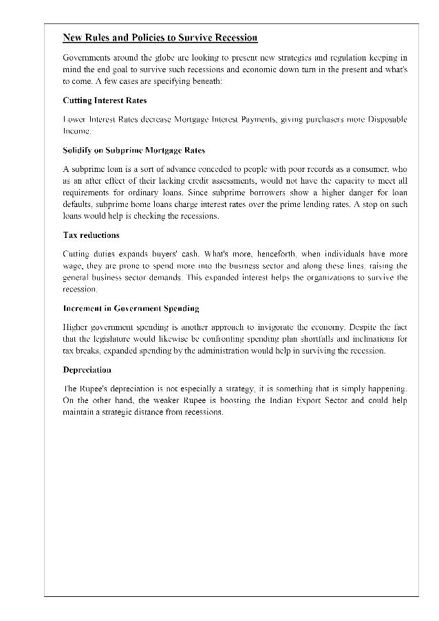 Global recession essay