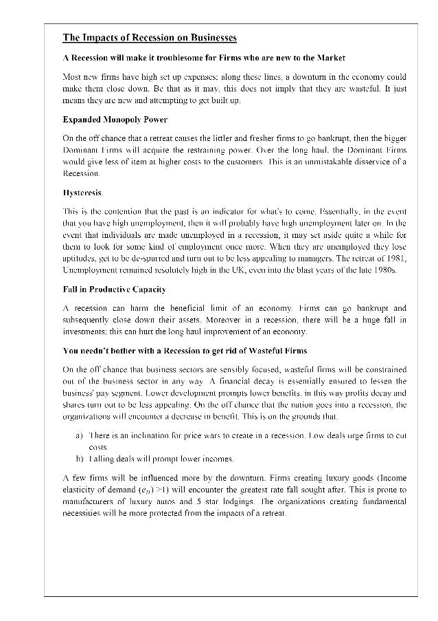 Global recession essay
