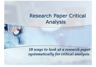Research Paper Critical Analysis
