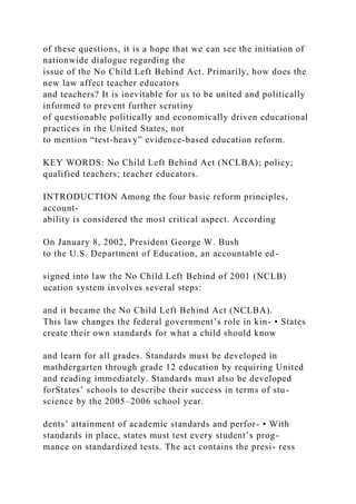 Research paper for What is the No Child Left behind Act Defi.docx