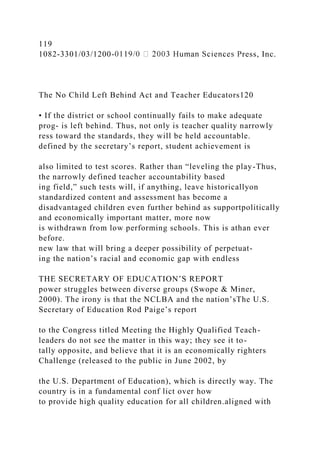 Research paper for What is the No Child Left behind Act Defi.docx