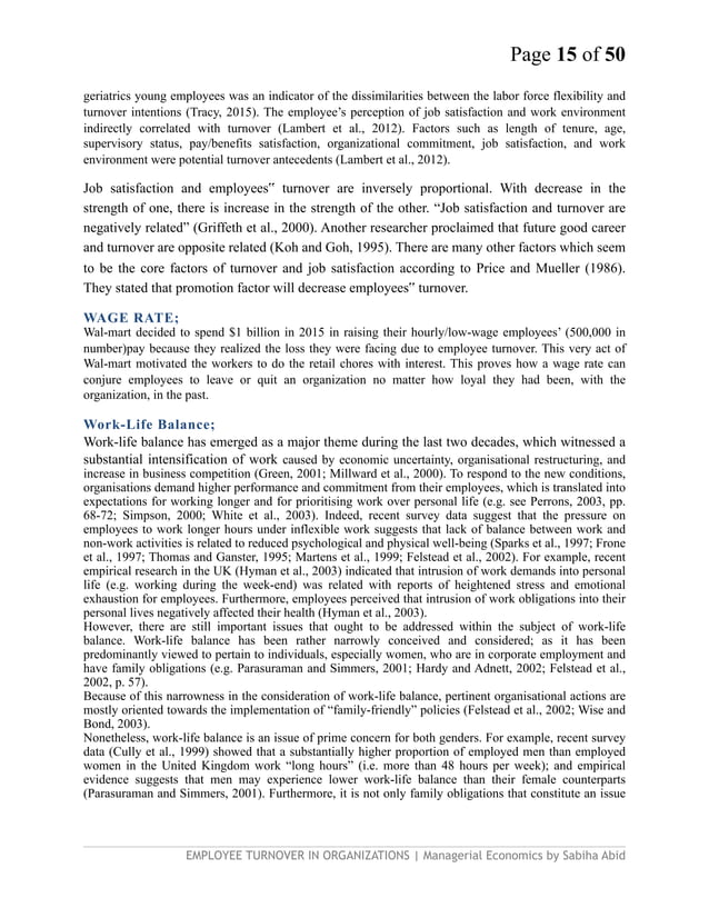 Research paper on Employee turnover in organizations