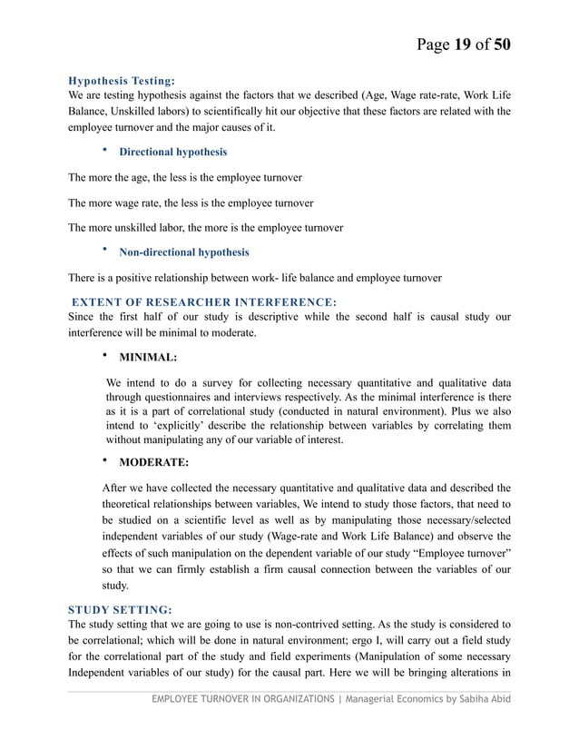 Research paper on Employee turnover in organizations