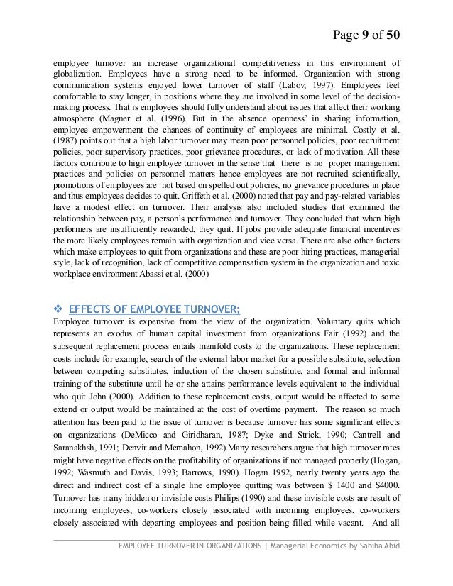 Research paper on Employee turnover in organizations