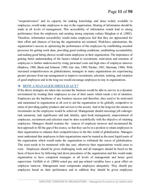 Research paper on Employee turnover in organizations