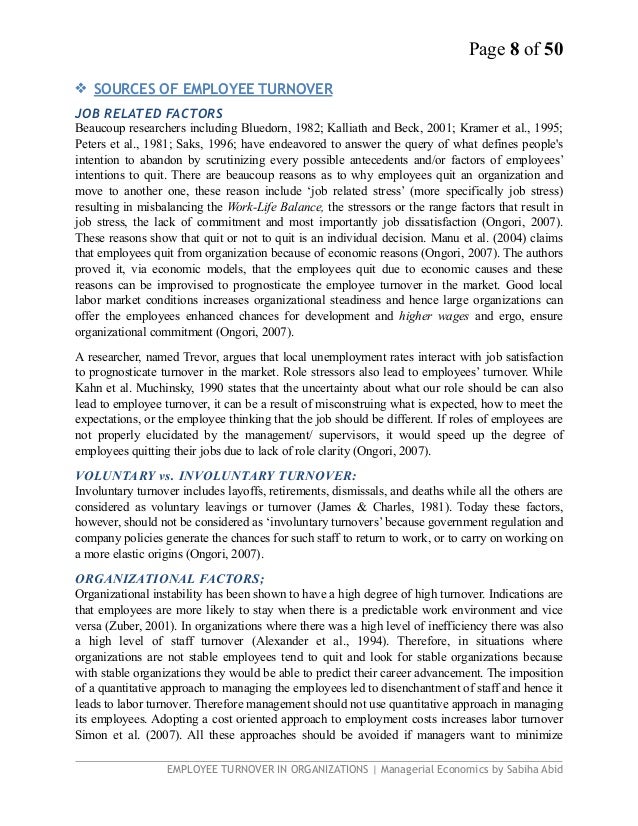 Research paper on Employee turnover in organizations