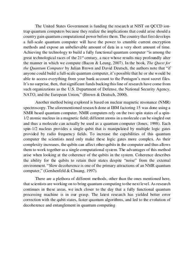 Research paper on quantum computers