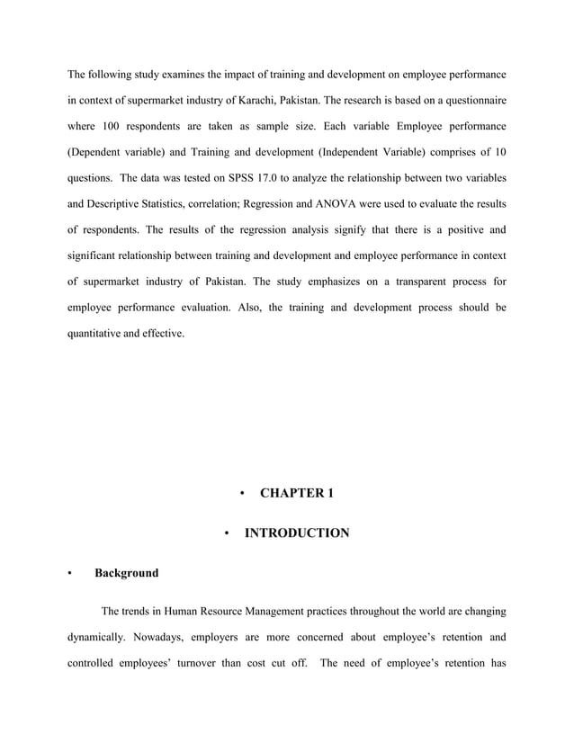 IMPACT OF TRAINING AND DEVELOPMENT ON EMPLOYEE PERFORMANCE