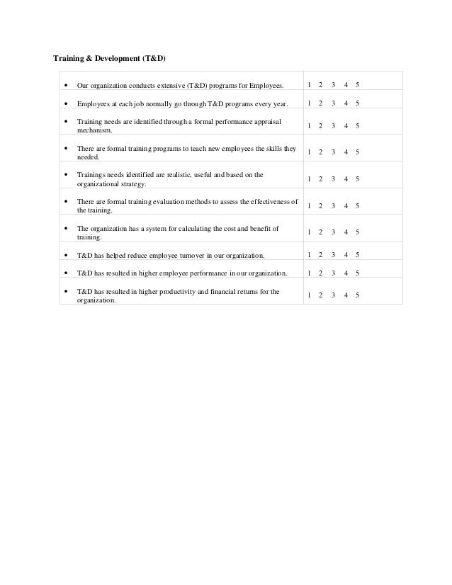 impact of training and development on employee performance employee training questionnaire