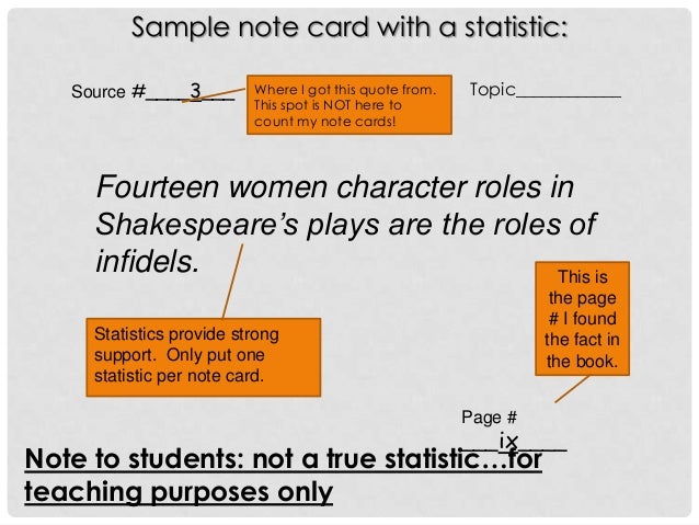 Sample note card for research paper