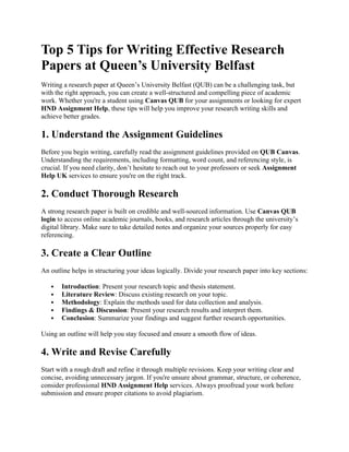 Top 5 Tips for Writing Effective Research Papers at Queen’s University ...