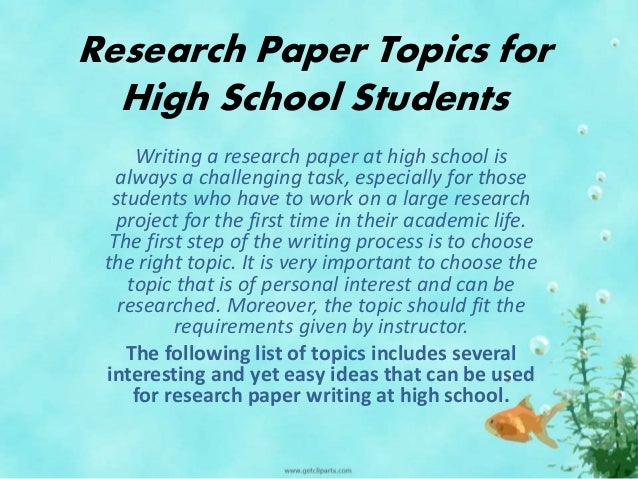 research paper topics for high school seniors