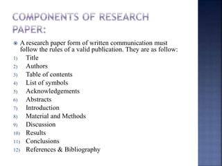 Research paper writing | PPTX | Science