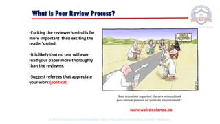 www.weirdscience.ca
What is Peer Review Process?
•Exciting the reviewer’s mind is far
more important then exciting the
reader’s mind.
•It is likely that no one will ever
read your paper more thoroughly
than the reviewer.
•Suggest referees that appreciate
your work (political)
© 2020 Proprietary to Sri Venkateswara College Of Engineering & Technology, Etcherla, Srikakulam.
 