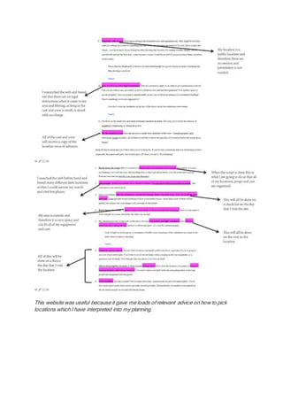 This website was useful because it gave me loads of relevant advice on how to pick
locations which I have interpreted into my planning.
 