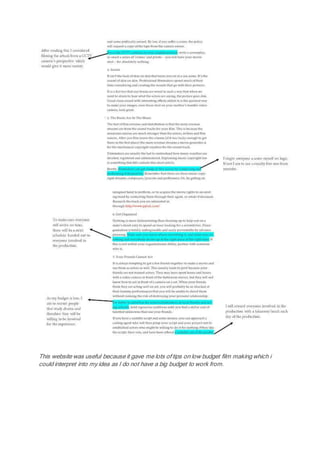 This website was useful because it gave me lots of tips on low budget film making which i
could interpret into my idea as I do not have a big budget to work from.
 