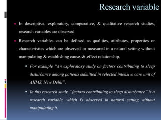 Exploratory Variables Example Research problem | PPTX
