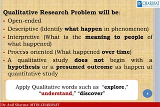 Research problems in qualitative research | PPTX