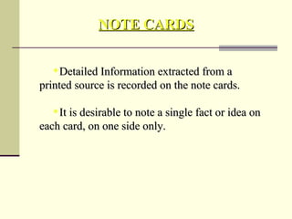 Note Card Report Method Research process | PPT