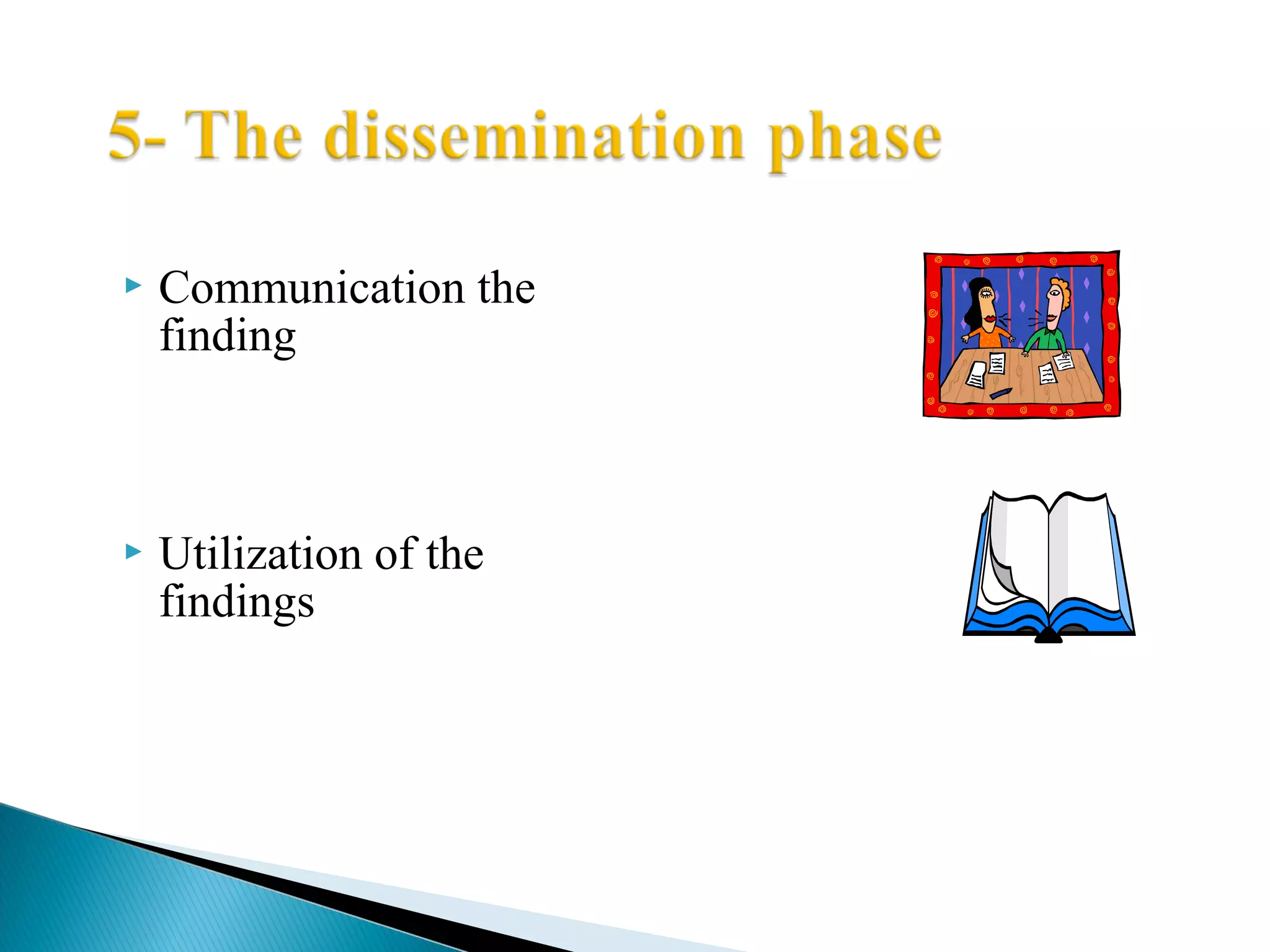  Communication the 
finding 
 Utilization of the 
findings 
 