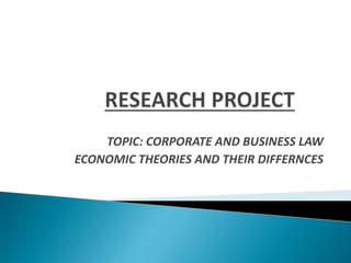 TOPIC: CORPORATE AND BUSINESS LAW
ECONOMIC THEORIES AND THEIR DIFFERNCES
 