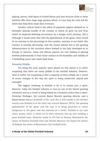 Research project - The Global Football Industry | DOCX