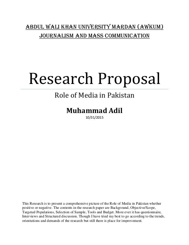 Research proposal samples from pakistan
