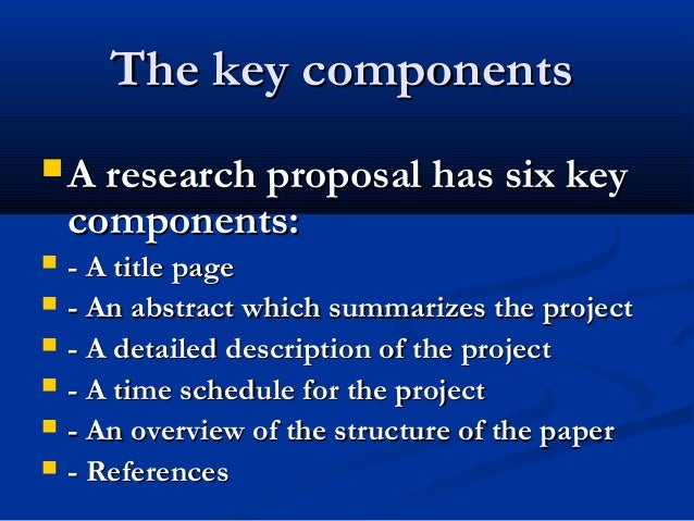 Component of a research proposal