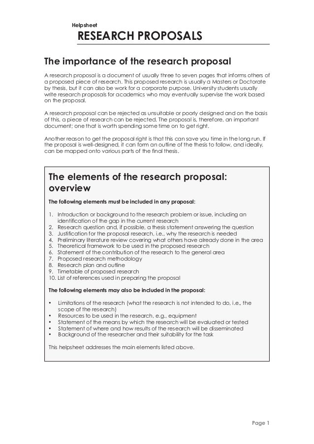 what is included in the research proposal