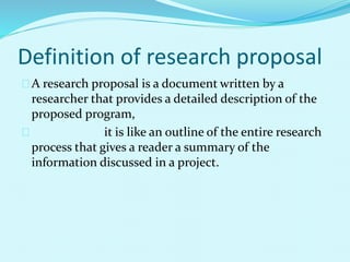 academic definition of research proposal