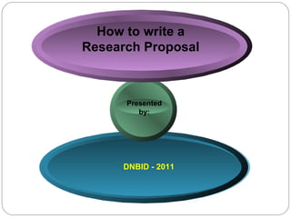 How to write a Research Proposal DNBID - 2011 Presented  by: 